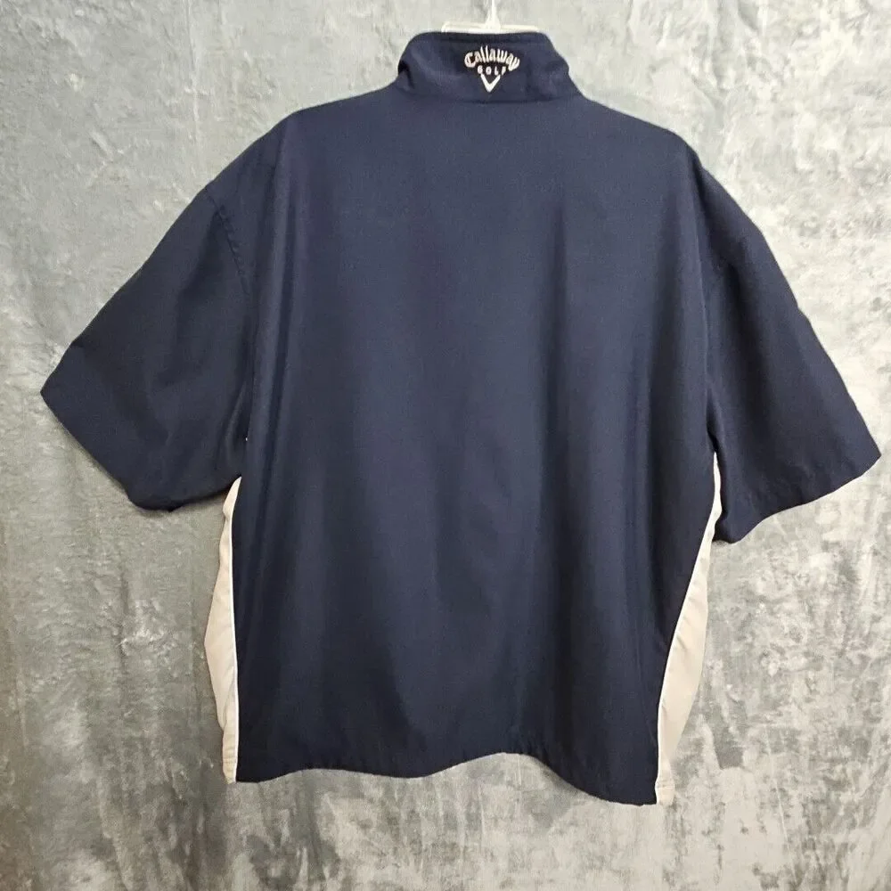 Callaway Men's XL  Golf Sport Outerwear Pullover Windbreaker Shirt Blue Beige - Picture 12 of 16